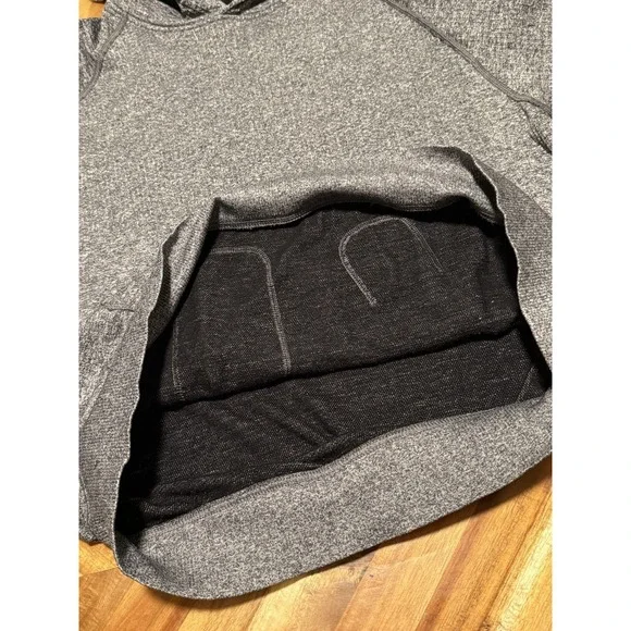 $158 LULULEMON Men Engineered Warmth Heathered Gray Wool Blend Hoodie—LRGEUC